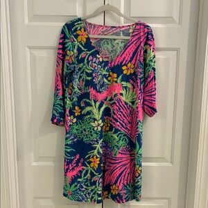 Lilly Pulitzer Vibrant Floral Long Sleeve Dress - Pink, Green, Blue